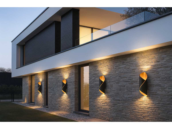 4x 4 x LED Wandlamp – 6W – 3500K – IP54 – Zwart/Goud – SW-35 – foto 3 – kavel bij XL Auctions