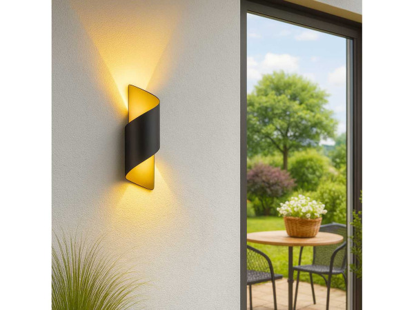4x 4 x LED Wandlamp – 6W – 3500K – IP54 – Zwart/Goud – SW-34 – foto 2 – kavel bij XL Auctions