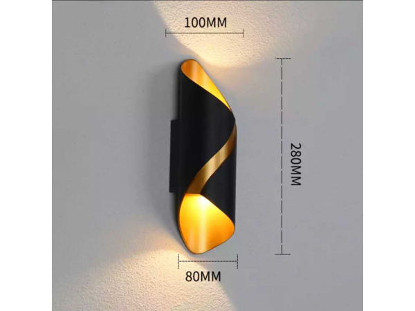 4x 4 x LED Wandlamp – 6W – 3500K – IP54 – Zwart/Goud – SW-35 – foto 4 – kavel bij XL Auctions