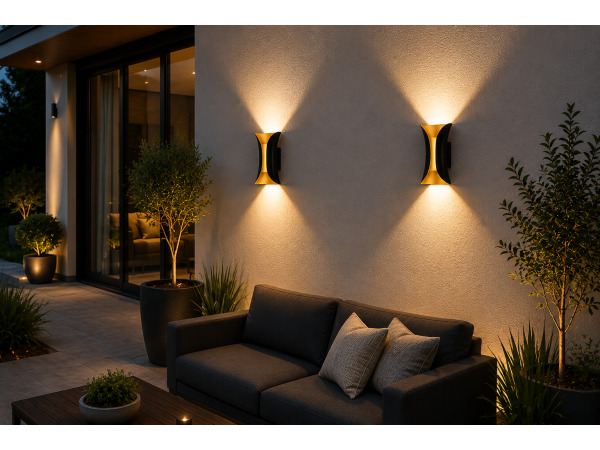 4x 4 x LED Buitenwandlamp – 10W – Zwart/Goud – MARVEL-10 – foto 5 – kavel bij XL Auctions