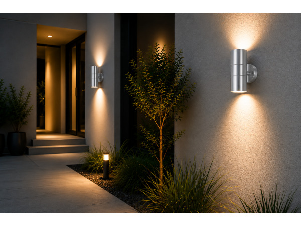 4x 4 x Buitenwandlamp Up & Down – Mat Chroom – MANOLYA-2 – kavel bij XL Auctions