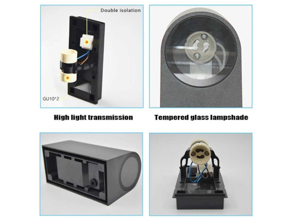6x 6 x Buitenwandlamp – GU10 – Dubbele Lichtuitstraling – foto 5 – kavel bij XL Auctions