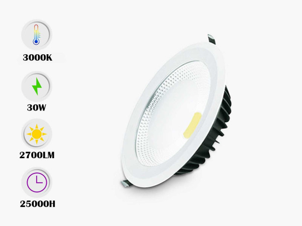 20x 20 x LED Downlight – 30W – 6500K Koud Wit – COB – IP20 – kavel bij XL Auctions