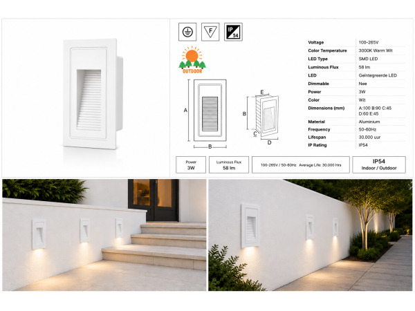 10x 10 x LED Trapverlichting 3W – Rechthoek – Wit – YOGA-V1 – foto 5 – kavel bij XL Auctions