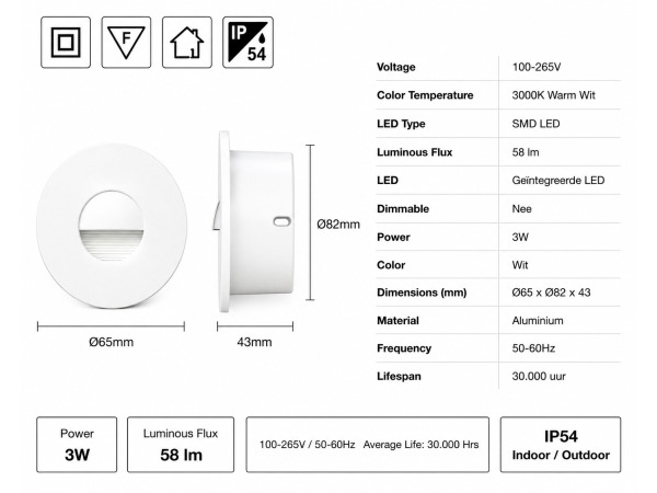 10x 10 x LED Trapverlichting 3W – 3000K – Rond – Wit – ICON-R – foto 4 – kavel bij XL Auctions