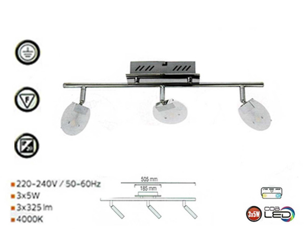 6x 6 x LED Plafondlamp – 3 Spots – 3 x 5W – 4000K – HL7163L – foto 3 – kavel bij XL Auctions