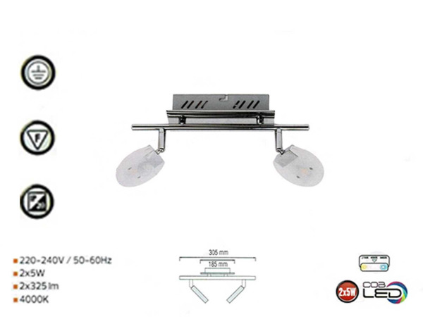 8x 8 x LED Plafondlamp – 2 Spots – 2 x 5W – 4000K – HL7162L – foto 2 – kavel bij XL Auctions