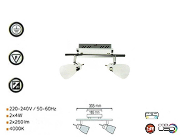 8x 8 x LED Plafondlamp – 2 Spots – 2 x 4W – 4000K – HL7192L – foto 2 – kavel bij XL Auctions