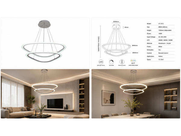 LED Kroonluchter – 3 Kleuren – Dimbaar – P7068/2B – foto 2 – kavel bij XL Auctions