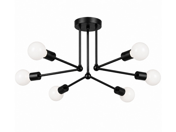 LED Hanglamp Max 18W – 6x E27 – Zwart – LORENZO-6 – foto 2 – kavel bij XL Auctions