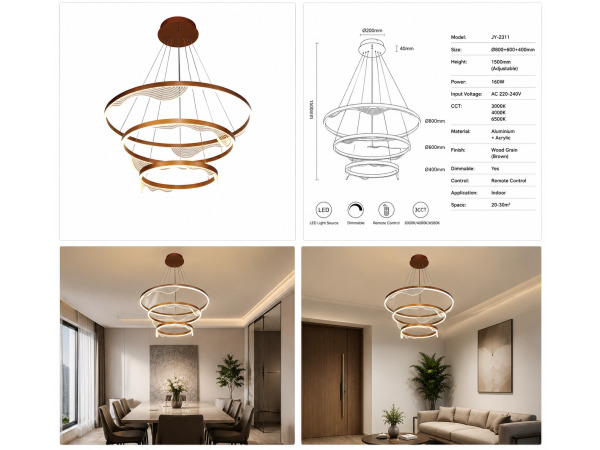 LED Kroonluchter – 3 Kleuren – Dimbaar – P7081/3 – foto 4 – kavel bij XL Auctions