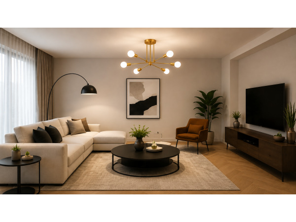 LED Hanglamp Max 18W – 6x E27 – Goud – LORENZO-6 – foto 3 – kavel bij XL Auctions