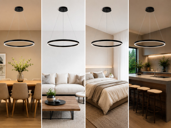 LED Ring Hanglamp 35W – 3CCT Dimbaar – Zwart – HARVEY-35 – foto 3 – kavel bij XL Auctions