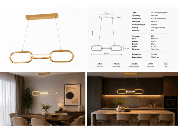 Design LED Hanglamp 20W – 4000K – Rosé Goud – EMPIRE-20 – foto 3 – kavel bij XL Auctions