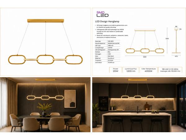 Design LED Hanglamp 36W – 4000K – Rosé Goud – EMPIRE-36 – foto 5 – kavel bij XL Auctions