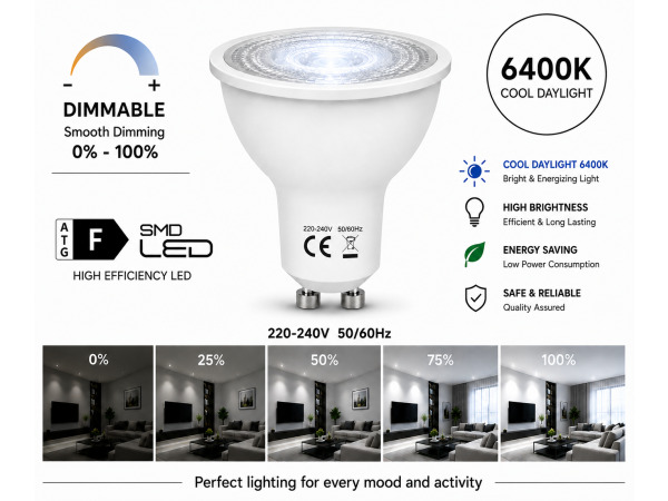 50x 50 x LED Spot GU10 – 6W – Dimbaar – 6400K – IP20 – kavel bij XL Auctions