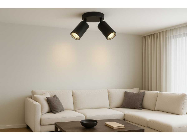 10x 10 x Ronde Plafondlamp – 2 x GU10 – Kantelbare Spots – Zwart – kavel bij XL Auctions