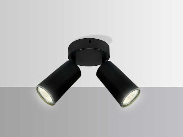 6x 6 x Ronde Plafondlamp – 2 x GU10 – Kantelbare Spots – Zwart – foto 3 – kavel bij XL Auctions