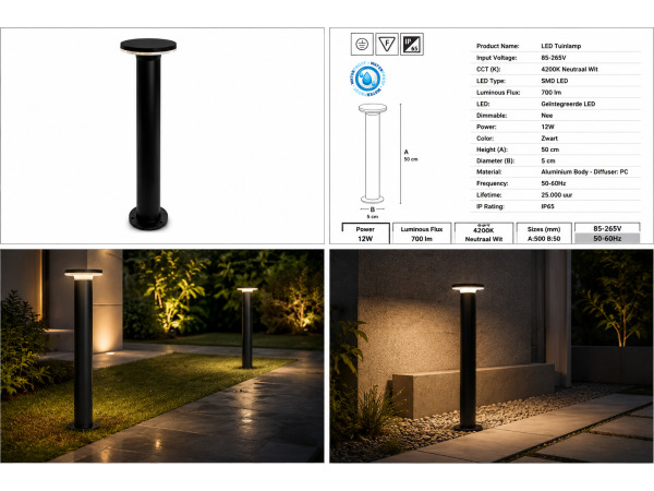 4x 4 x LED Sokkellamp voor Buiten – 12W – 4200K – DEXTER-3 – foto 2 – kavel bij XL Auctions