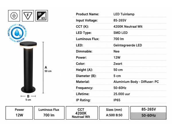 4x 4 x LED Sokkellamp voor Buiten – 12W – 4200K – DEXTER-3 – foto 5 – kavel bij XL Auctions