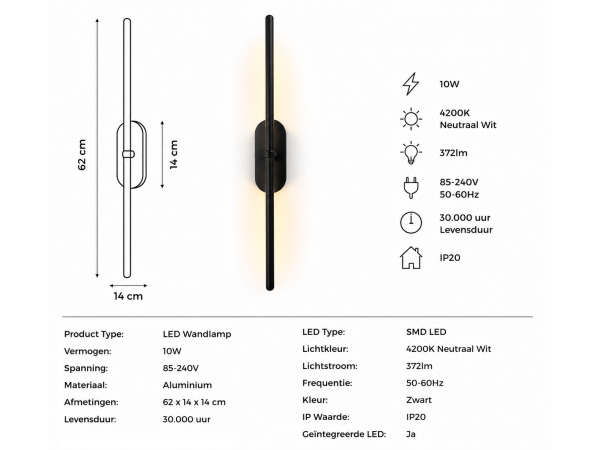 4x 4 x LED Wandlamp 10W – 4200K – Zwart – IP20 – SALDA-10 – foto 4 – kavel bij XL Auctions