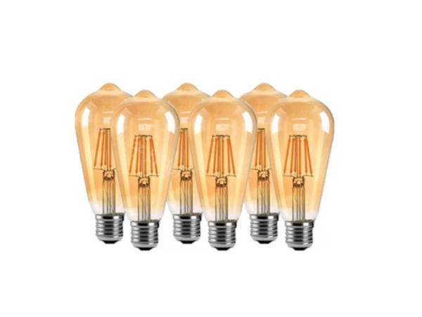 60x 60 x Amber Filament Lamp ST64 – 6W – E27 – Dimbaar – IP20 – foto 3 – kavel bij XL Auctions