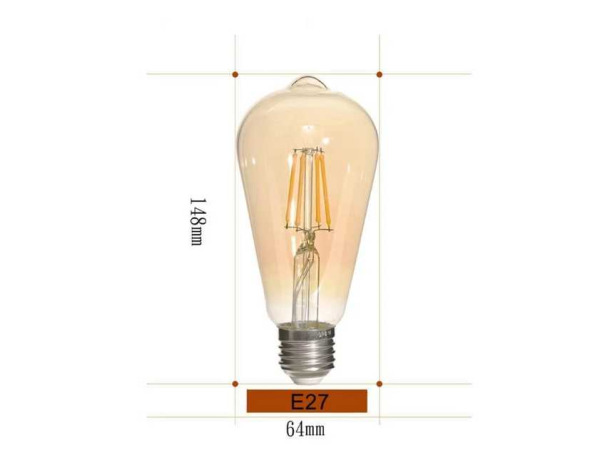 60x 60 x Amber Filament Lamp ST64 – 6W – E27 – Dimbaar – IP20 – foto 4 – kavel bij XL Auctions