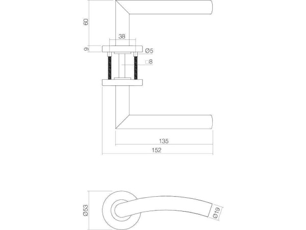 Intersteel deurkruk - Lisa 90° - Rond rozet - RVS geborsteld – foto 2 – kavel bij XL Auctions