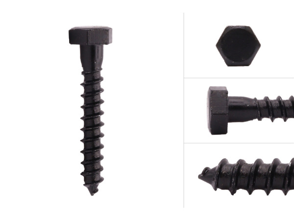 5x QlinQ houtdraadbout 8x50mm - verzinkt zwart (Blister van 25 – foto 2 – kavel bij XL Auctions