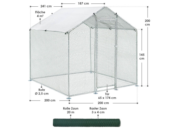 Kippenren / Kippenhok - HLS25T - 200 x 200 x 200 cm – foto 2 – kavel bij XL Auctions