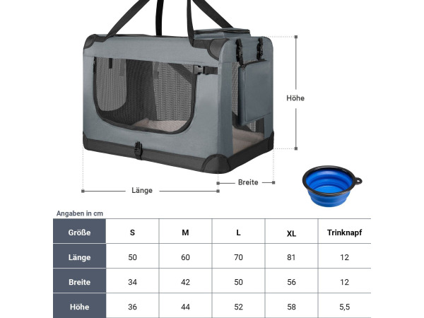 Hondentransportbox L opvouwbaar 70 x 50 x 52 cm grijs – foto 2 – kavel bij XL Auctions