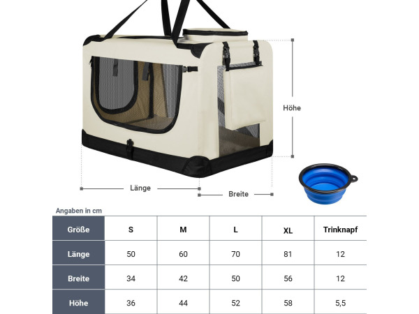 Hondentransportbox L opvouwbaar 70 x 50 x 52 cm beige – foto 2 – kavel bij XL Auctions