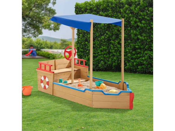Houten Speelzandbak - Piratenschip - Incl. Bodemplaat – foto 2 – kavel bij XL Auctions