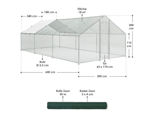 Kippenren / Kippenhok - HLS25T - 300 x 600 x 200 cm – foto 3 – kavel bij XL Auctions