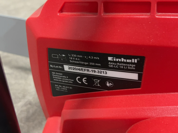 Einhell accu kettingzaag 18V body GE-LC 18/25 Li-Solo – foto 6 – kavel bij XL Auctions