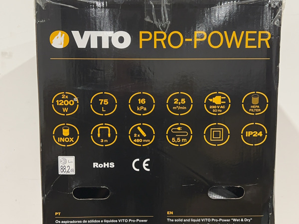 Vito bouwstofzuiger nat en droog 75L Pro-Power – foto 5 – kavel bij XL Auctions
