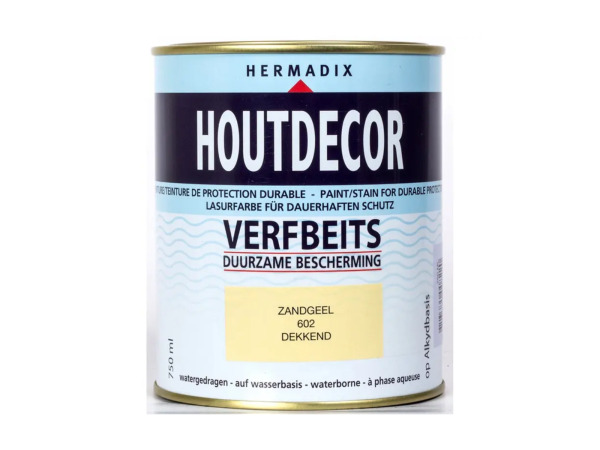2x Hermadix verfbeits zandgeel 750ml Houtdecor – kavel bij XL Auctions