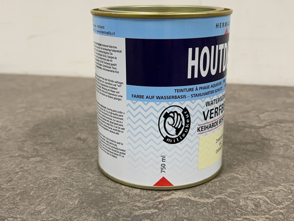 2x Hermadix verfbeits zandgeel 750ml Houtdecor – foto 3 – kavel bij XL Auctions