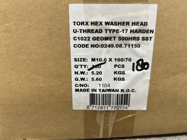 Doos schroeven M10x160mm Torx met Geomet-coating – foto 5 – kavel bij XL Auctions