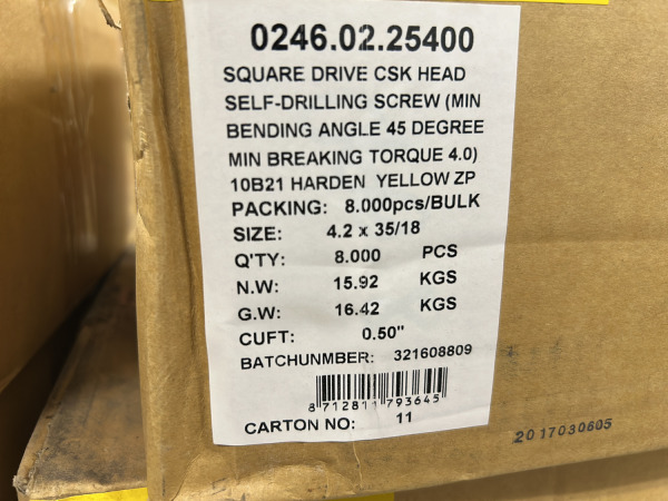 Doos schroeven zelfborend ø4,2x35mm goudkleurig verzinkt – foto 6 – kavel bij XL Auctions