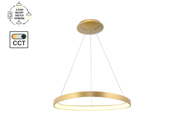Hanglamp Goud 62cm 50W LED CCT 3 Kleur & 3 Stappen Dimmen – foto 5 – kavel bij XL Auctions