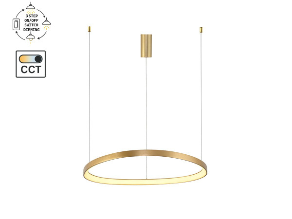 Hanglamp Goud 82cm 70W LED CCT 3 Kleur & 3 Stappen Dimmen – foto 5 – kavel bij XL Auctions