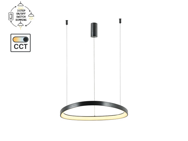 Hanglamp Zwart 82cm 70W LED CCT 3 Kleur & 3 Stappen Dimmen – foto 6 – kavel bij XL Auctions