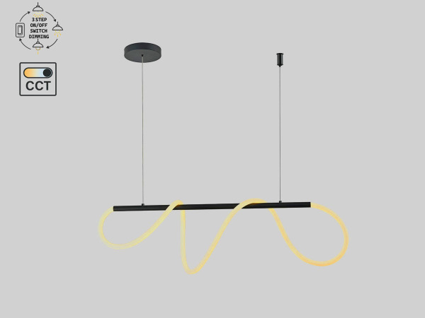 Hanglamp Zand Zwart 110cm 40W LED CCT 3 Kleur + Dimmen – foto 3 – kavel bij XL Auctions