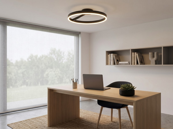Plafondlamp Zwart 60cm 40W LED CCT 3 Kleur 3Step Dim – foto 5 – kavel bij XL Auctions