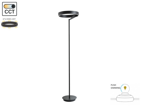 Vloerlamp Zwart 35cm 22W LED CCT 3 Kleur Dim – foto 3 – kavel bij XL Auctions