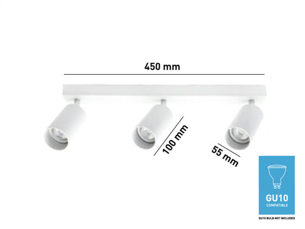 10x GU10 Opbouwspot Armatuur triple cilinder zand wit draaibaar – foto 4 – kavel bij XL Auctions