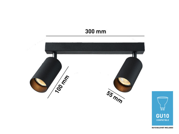 6x GU10 Opbouwspot Armatuur dubbel cilinder zwart draaibaar – foto 2 – kavel bij XL Auctions
