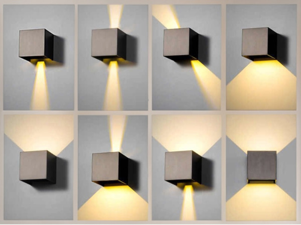 8x 7W LED zwart Wandlamp Kubus duo licht verstelbaar waterdicht – foto 4 – kavel bij XL Auctions