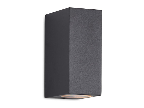 8x Wandlamp rechthoekig GU10 duo fitting zwart waterdicht – foto 3 – kavel bij XL Auctions